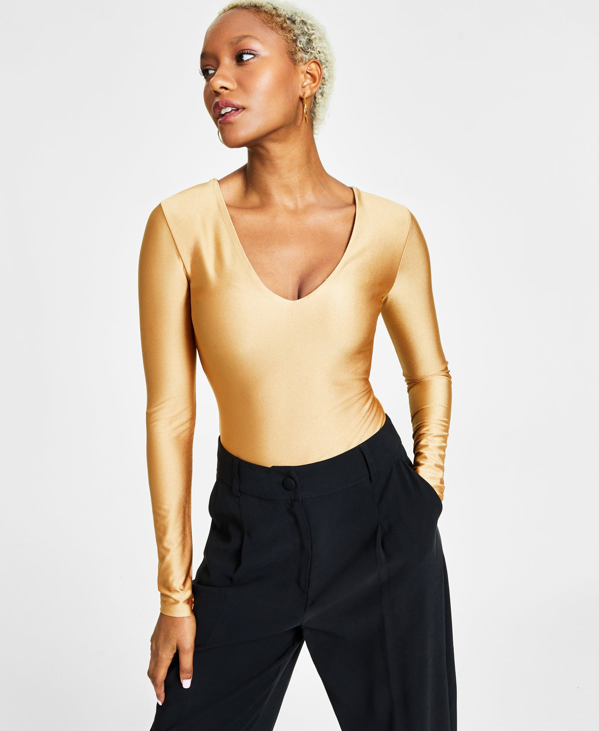 Women's Shine V-Neck Long-Sleeve Bodysuit