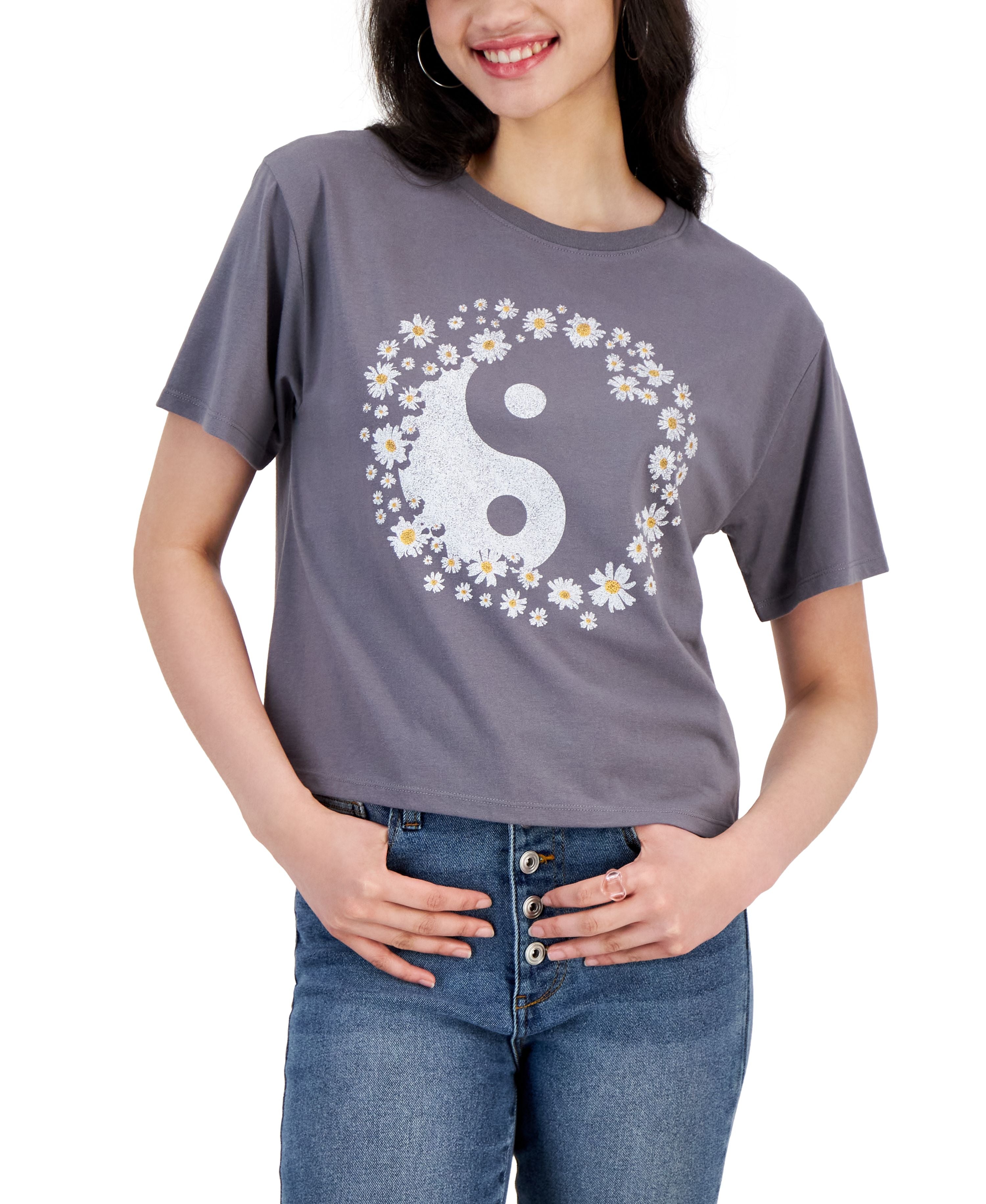 Juniors' Cropped Graphic Relaxed-Fit T-Shirt