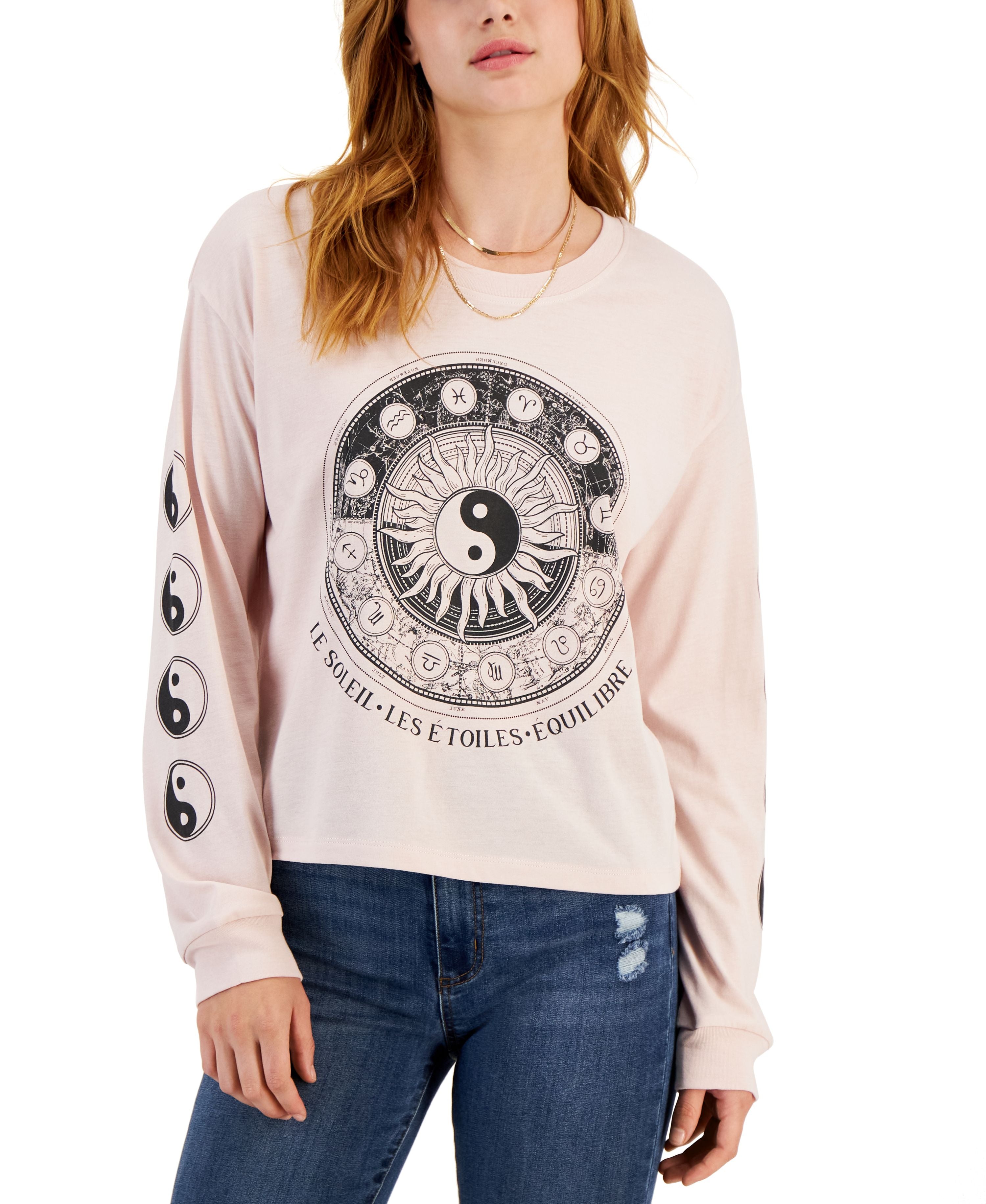 Juniors' Yin Yang Long-Sleeve T-Shirt