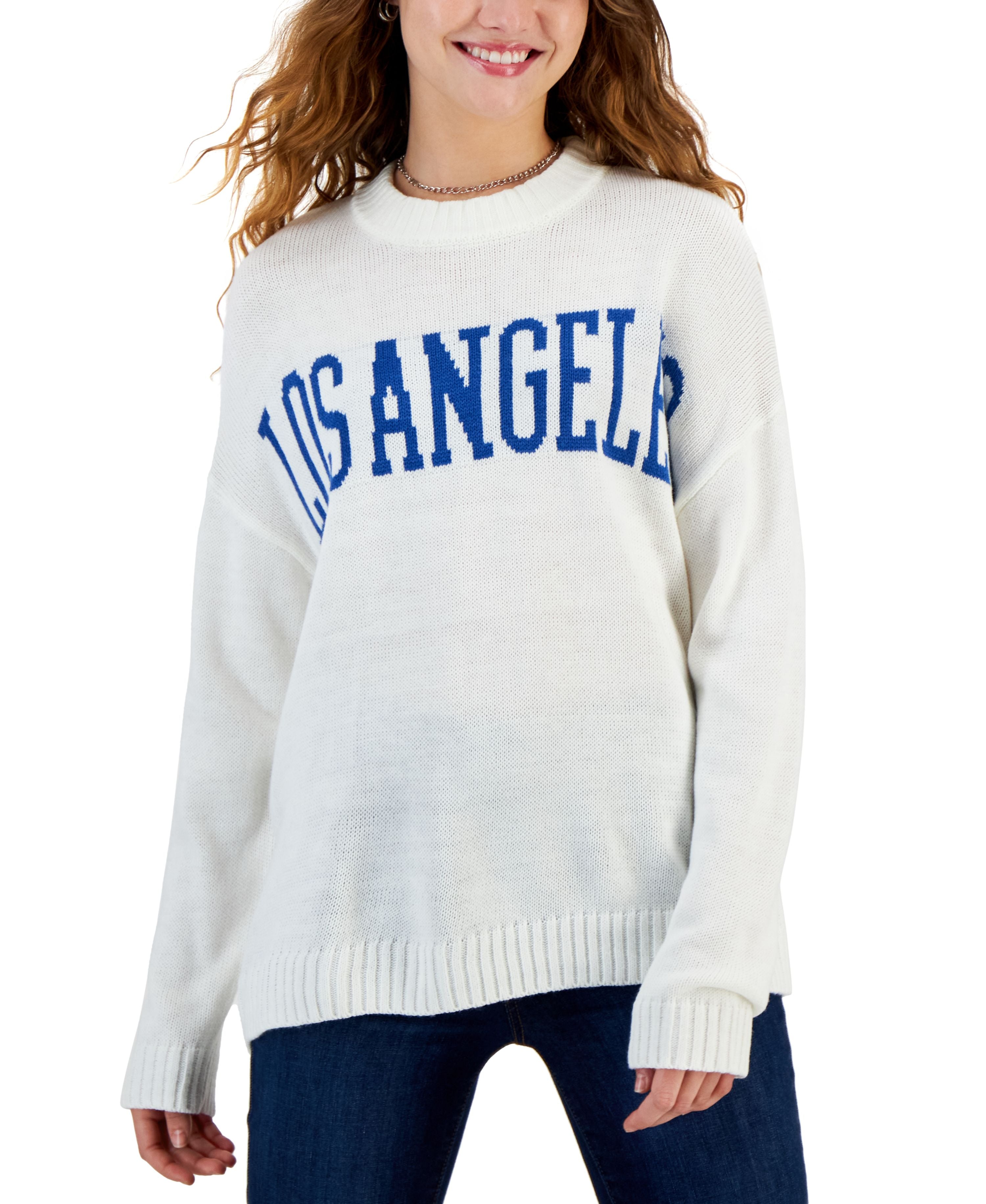 Juniors' Drop-Shoulder Los Angeles Sweater