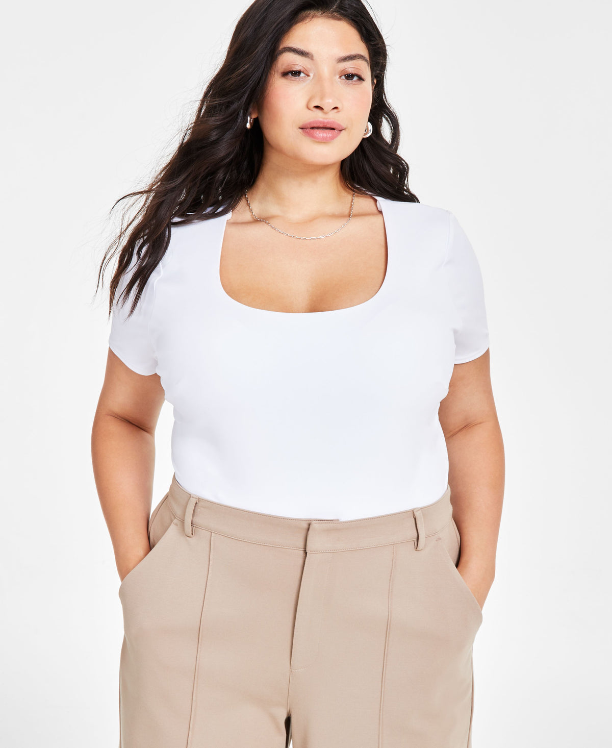 Plus Size Scoop-Neck Short-Sleeve Bodysuit