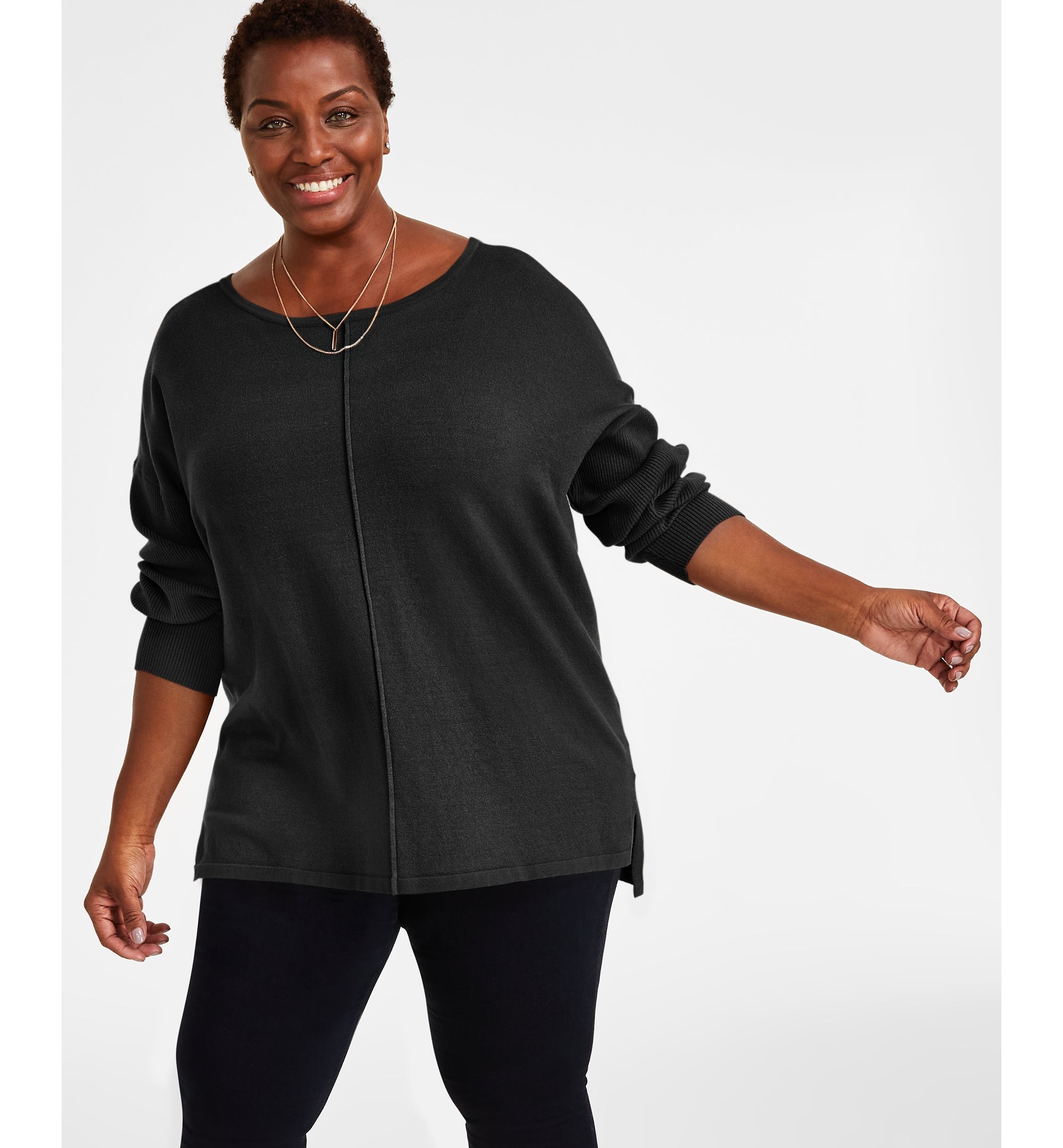 Plus Size Front-Seam Tunic Sweater