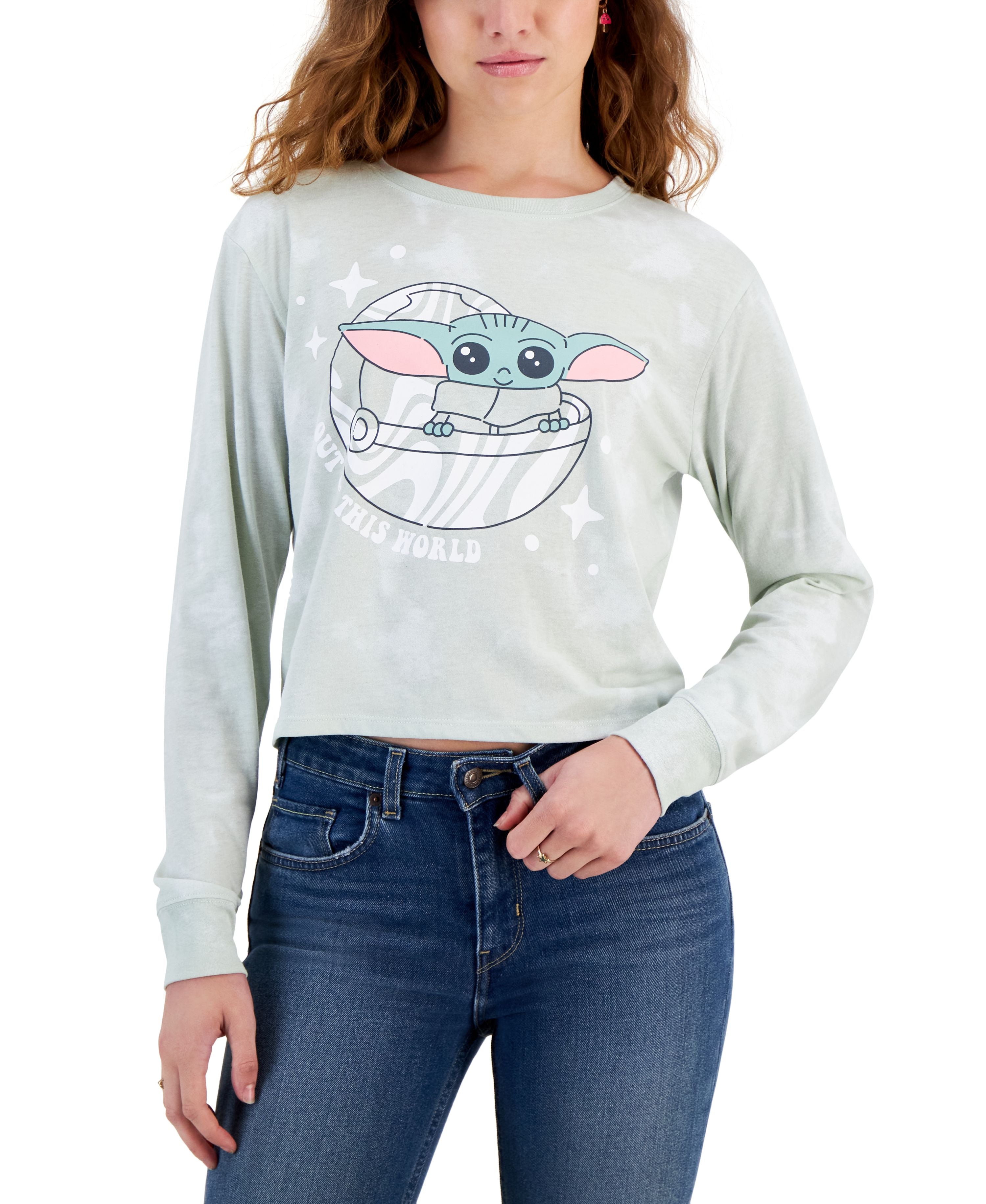 Juniors' Baby Grogu Long-Sleeve T-Shirt