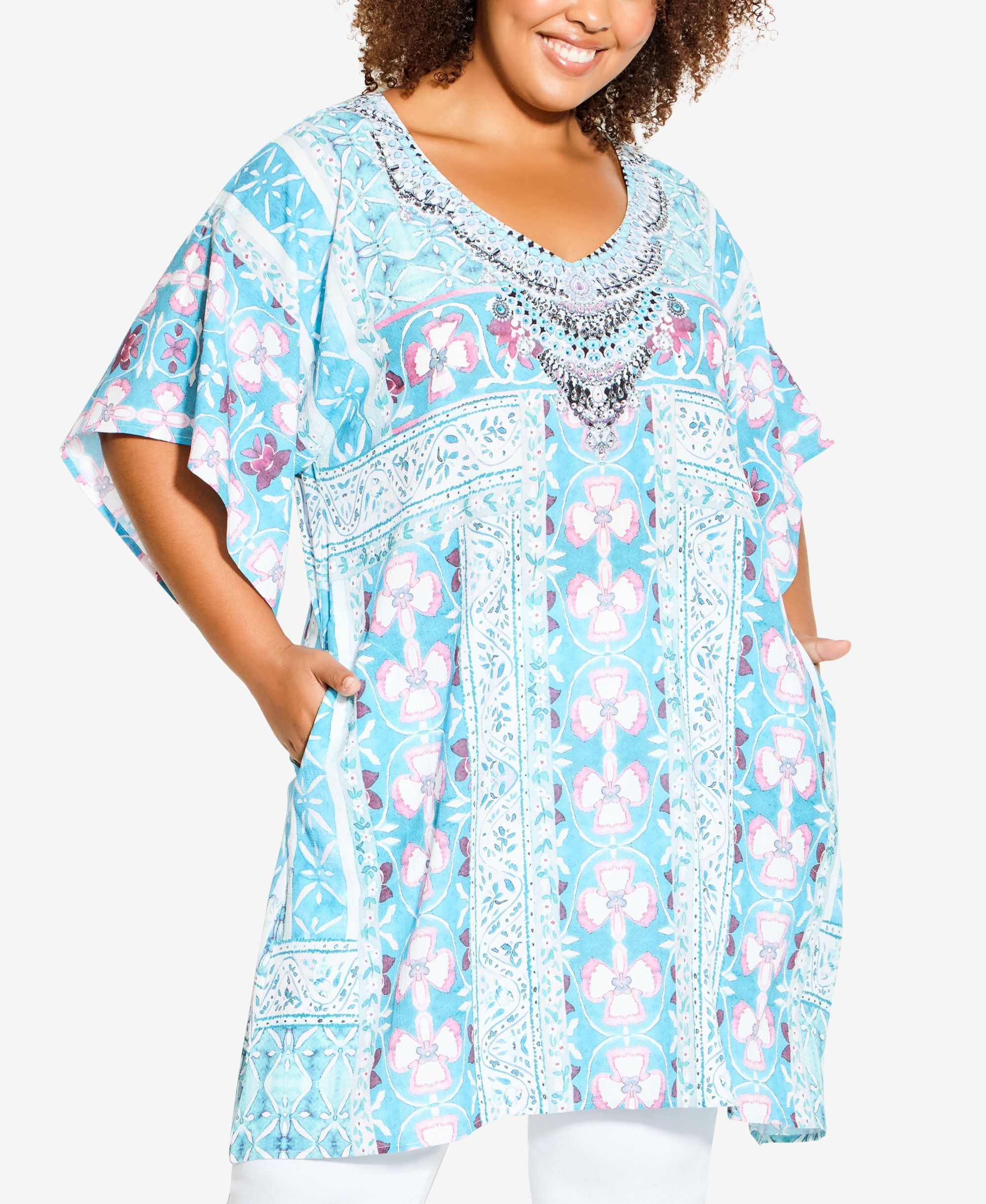 Plus Size Retreat Beaded Tunic Top