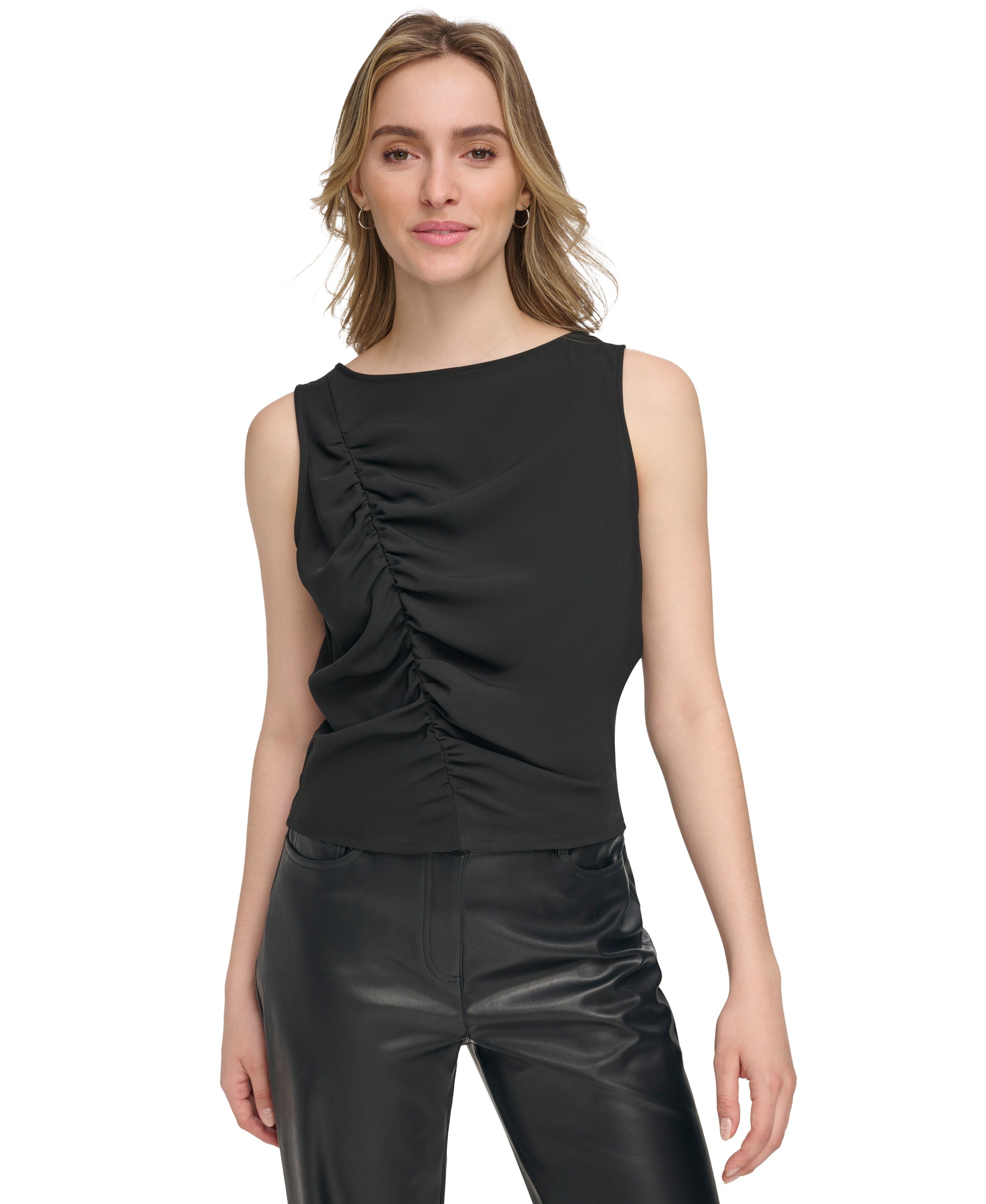 Women's Ruched-Front Sleeveless Blouse