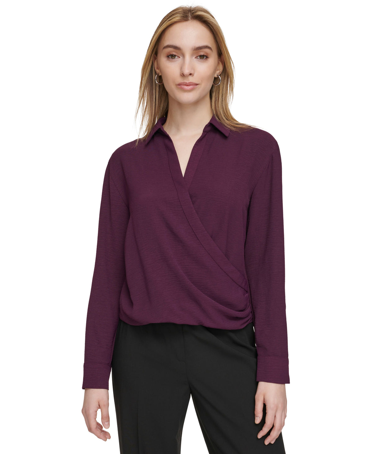 Women's Wrap-Style Long-Sleeve Top