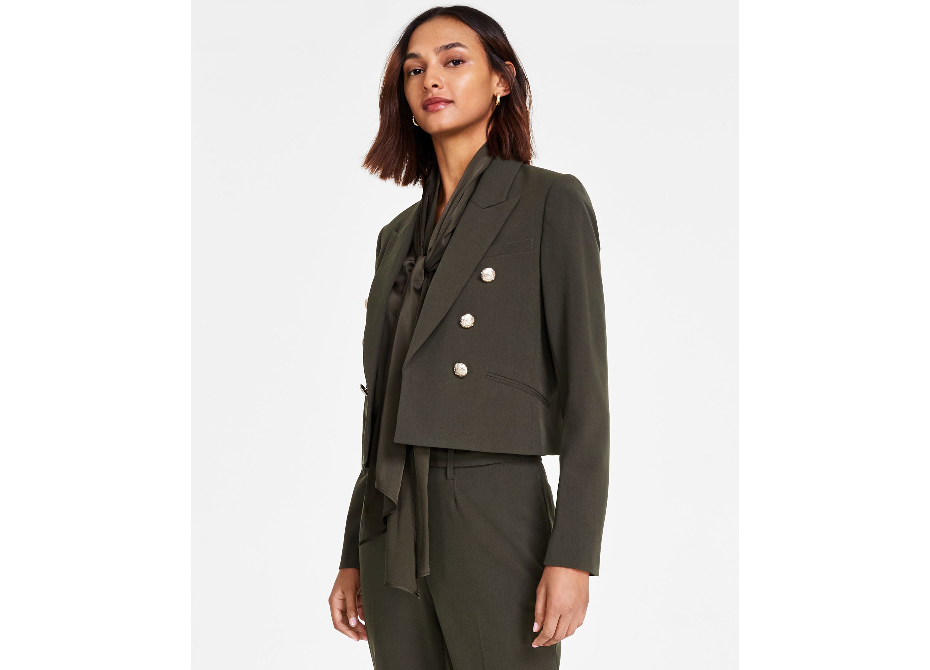 Women's Cropped Bi-Stretch Notch-Lapel Jacket