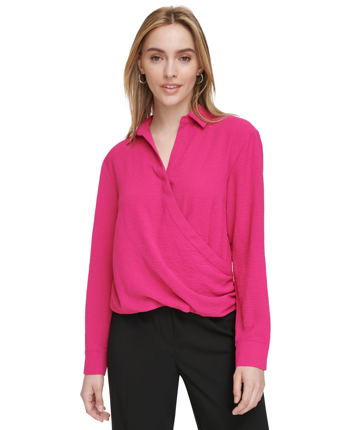 Women's Wrap-Style Long-Sleeve Top