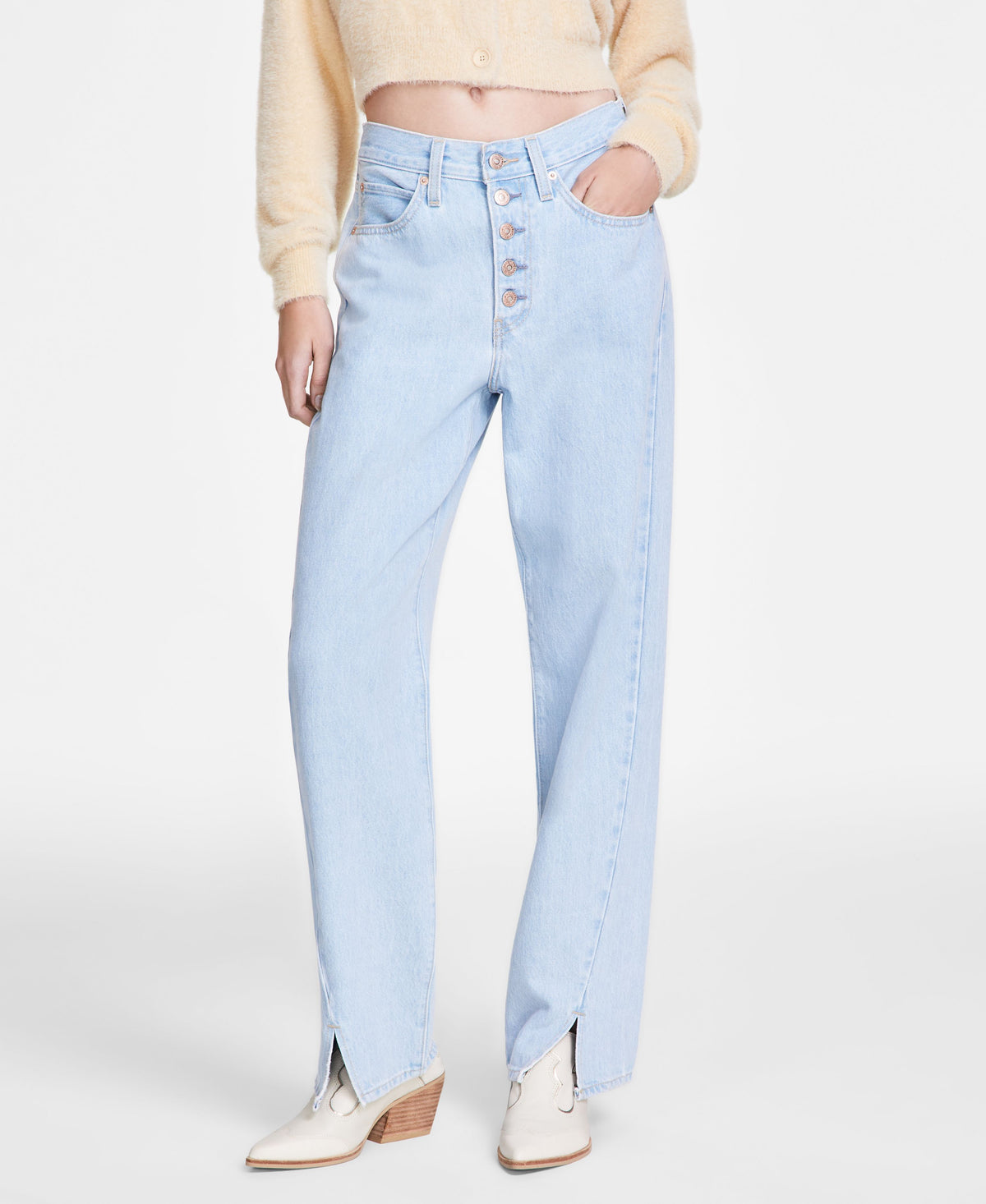 Women's '94 Baggy Mid-Rise Slit-Hem Twisted Jeans