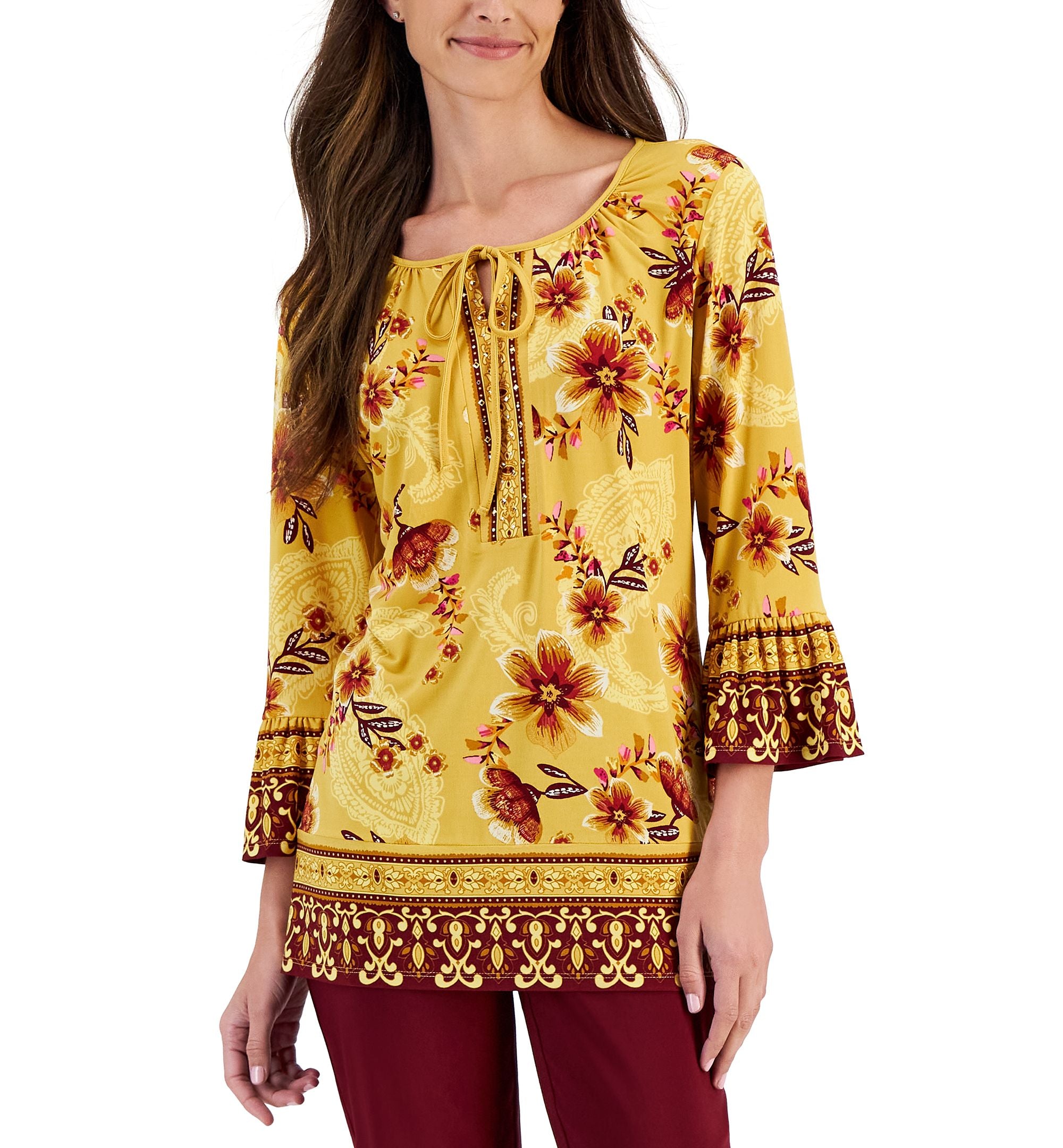 Women's Camila Border-Print Embellished Top