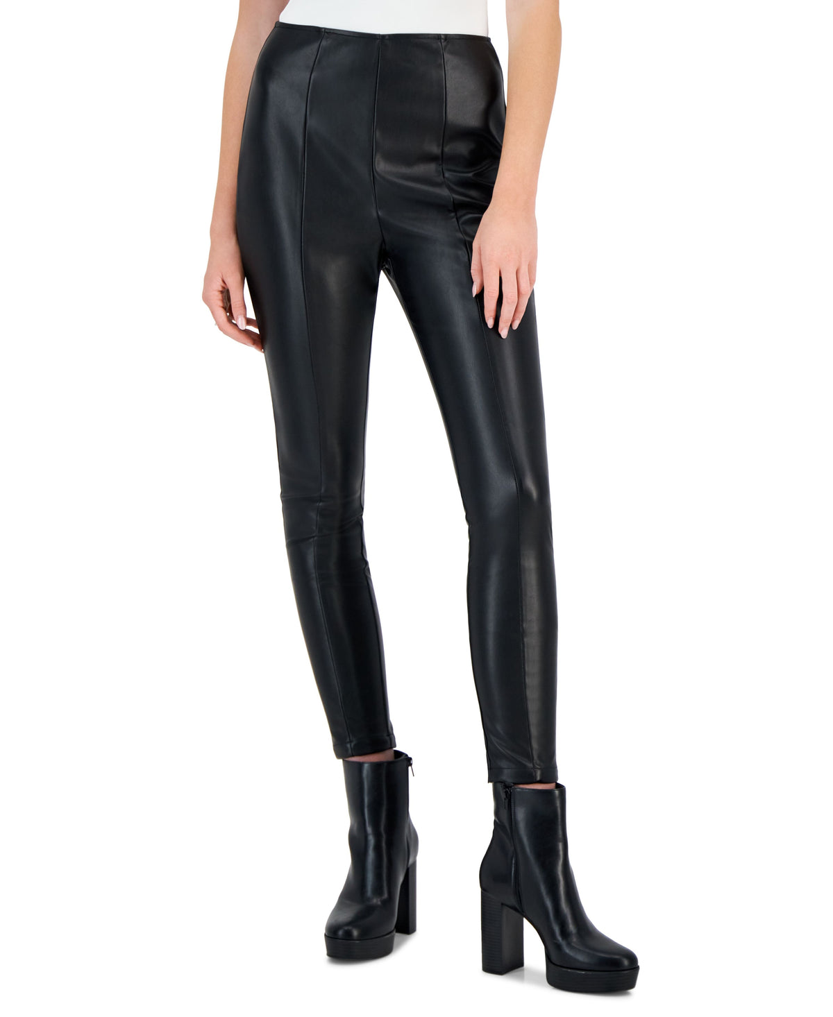 Juniors' Faux Leather High-Rise Skinny Pants