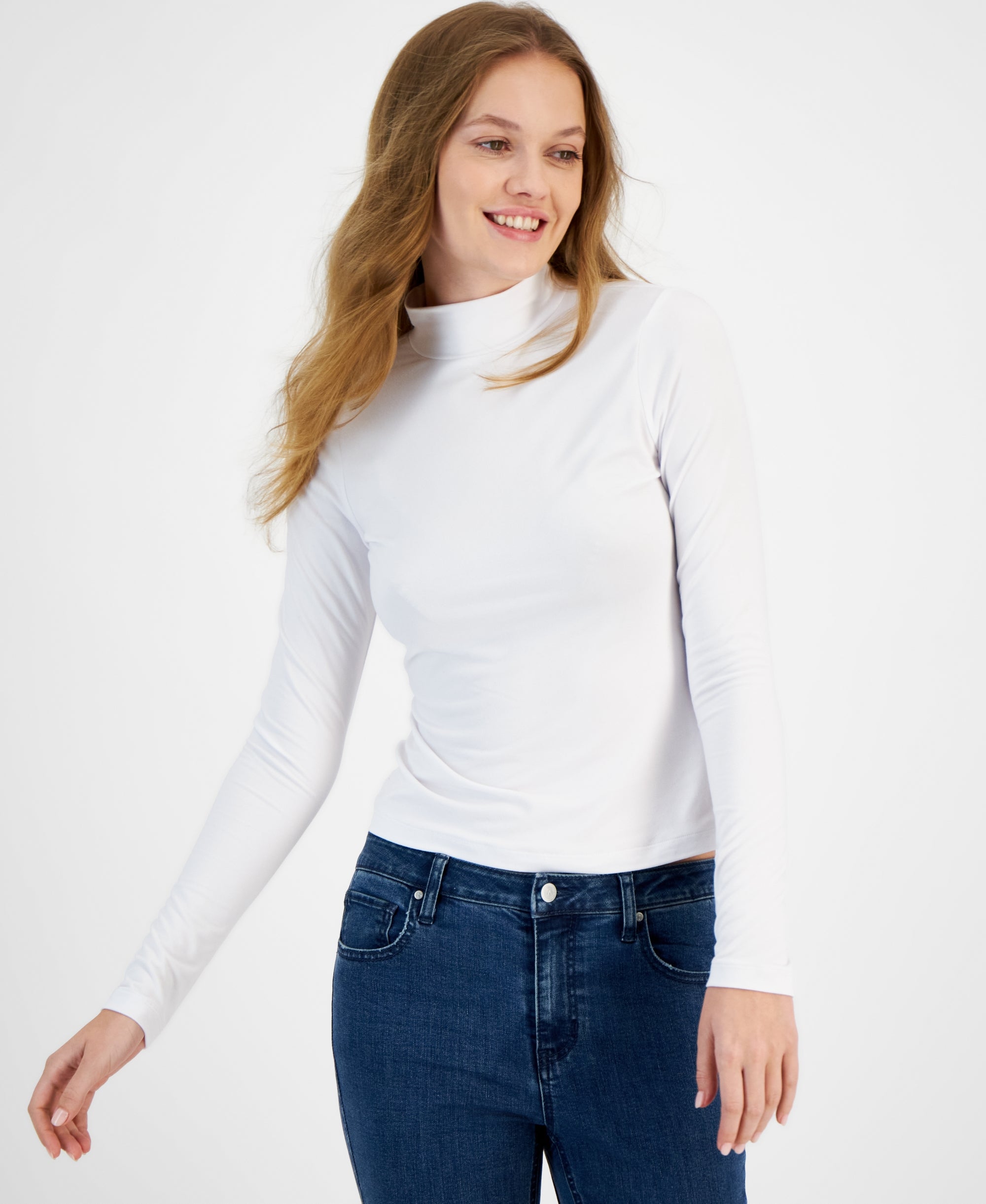 Women's Soft Turtleneck Top White S