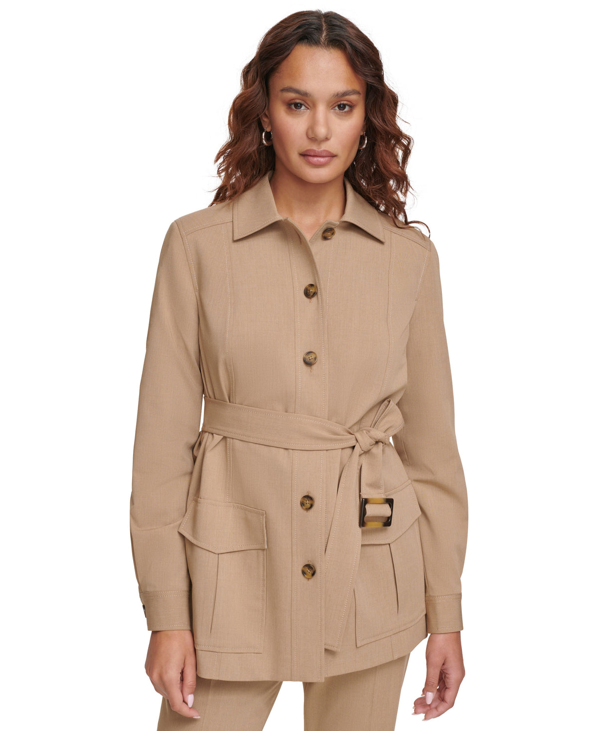 Women's Button-Front Tie-Waist Jacket