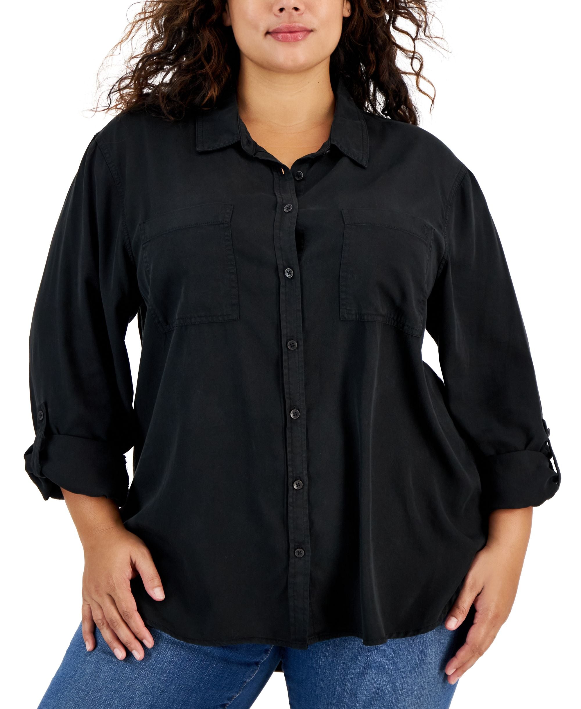 Trendy Plus Size Utility Shirt