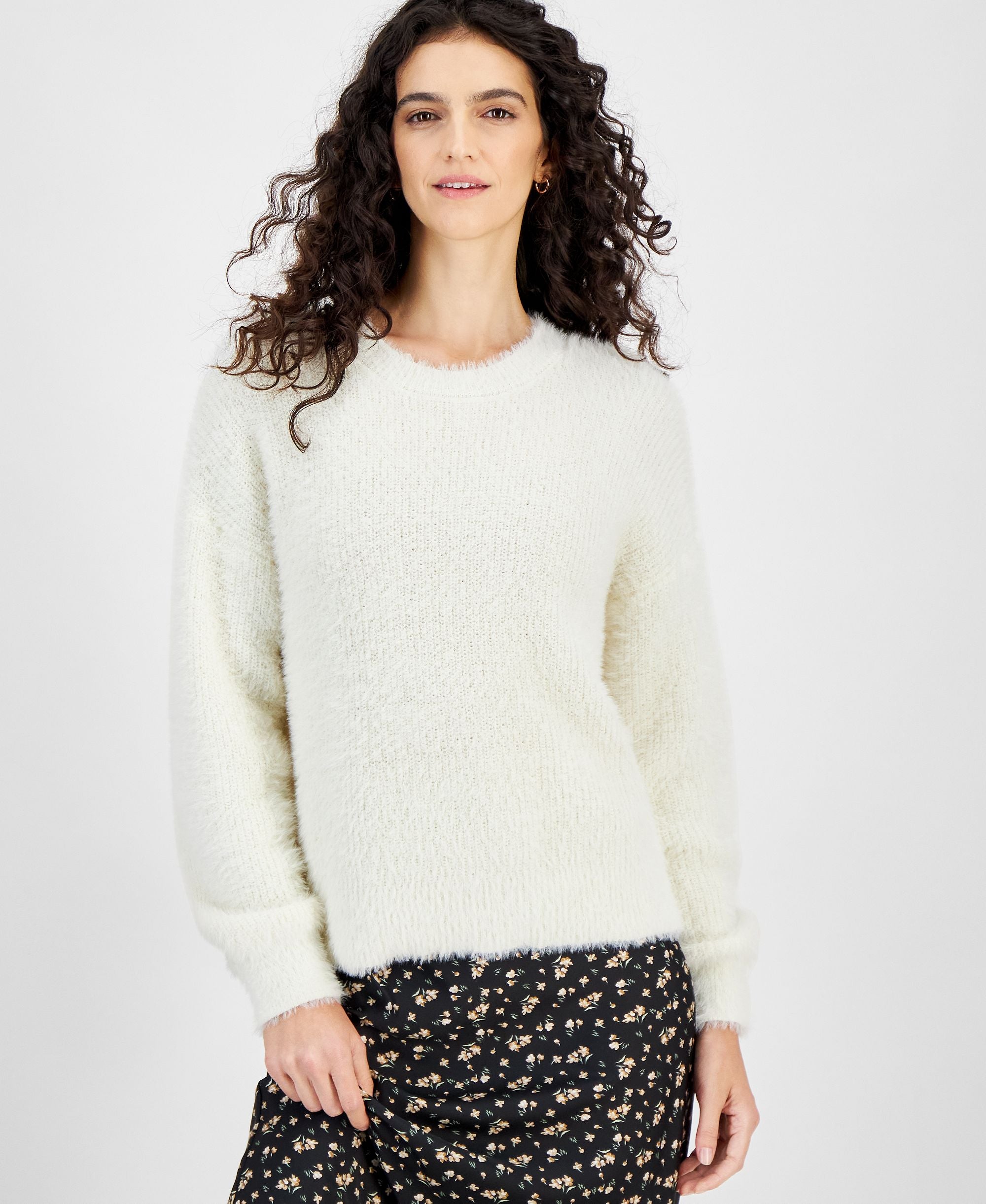 Women's Crewneck Eyelash Sweater