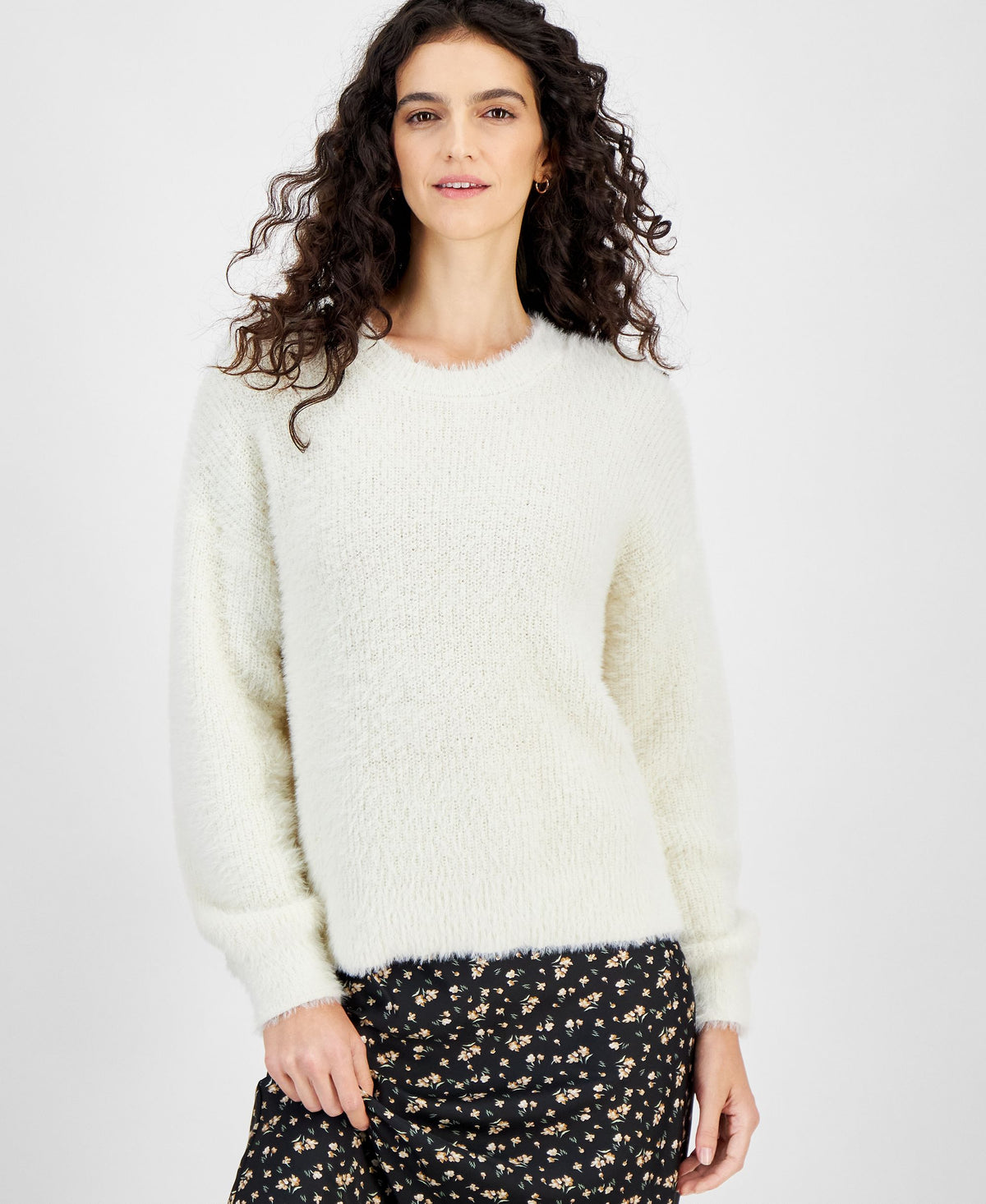 Women's Crewneck Eyelash Sweater