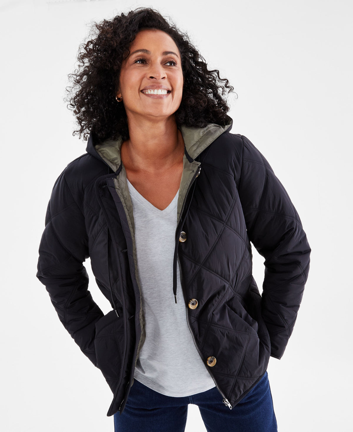 Women's Quilted Hooded Zip Jacket