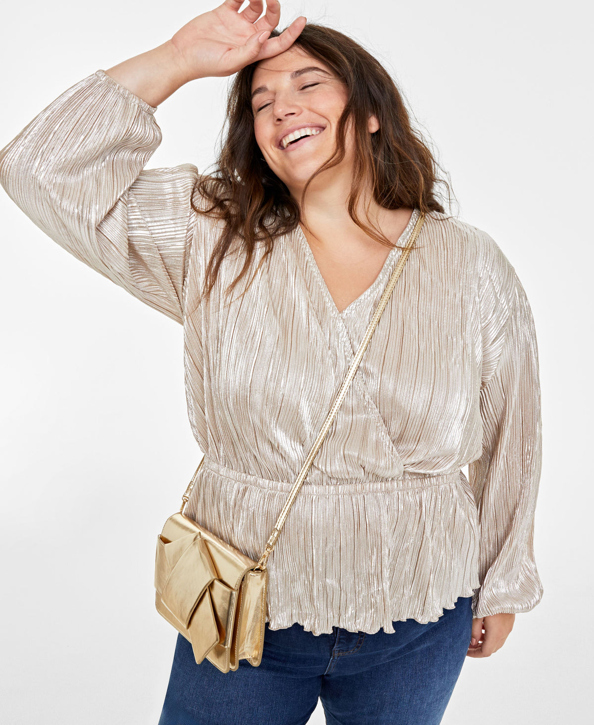 Plus Size Pliss� Surplice-Neck Peplum Top
