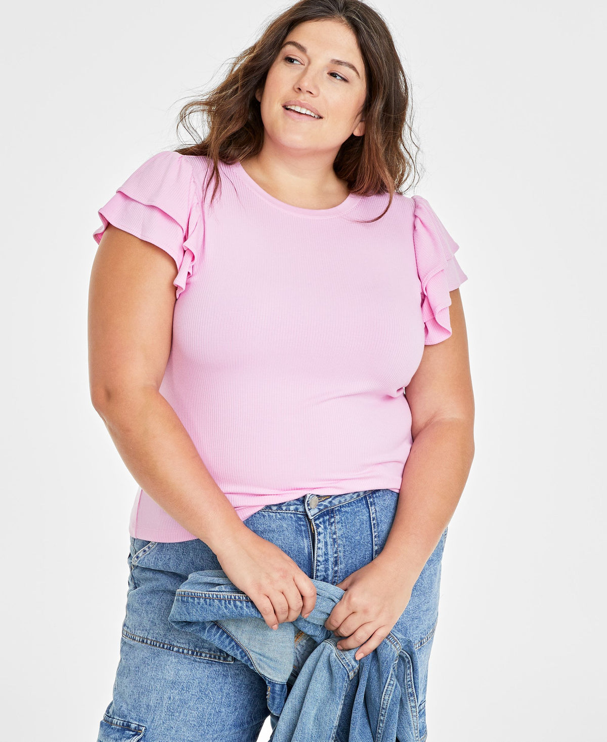 Trendy Plus Size Flutter-Sleeve Top