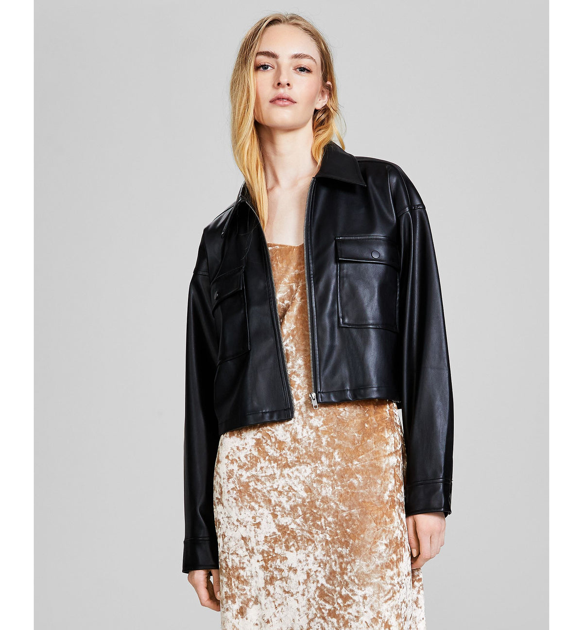 Women's Zip-Front Faux-Leather Jacket