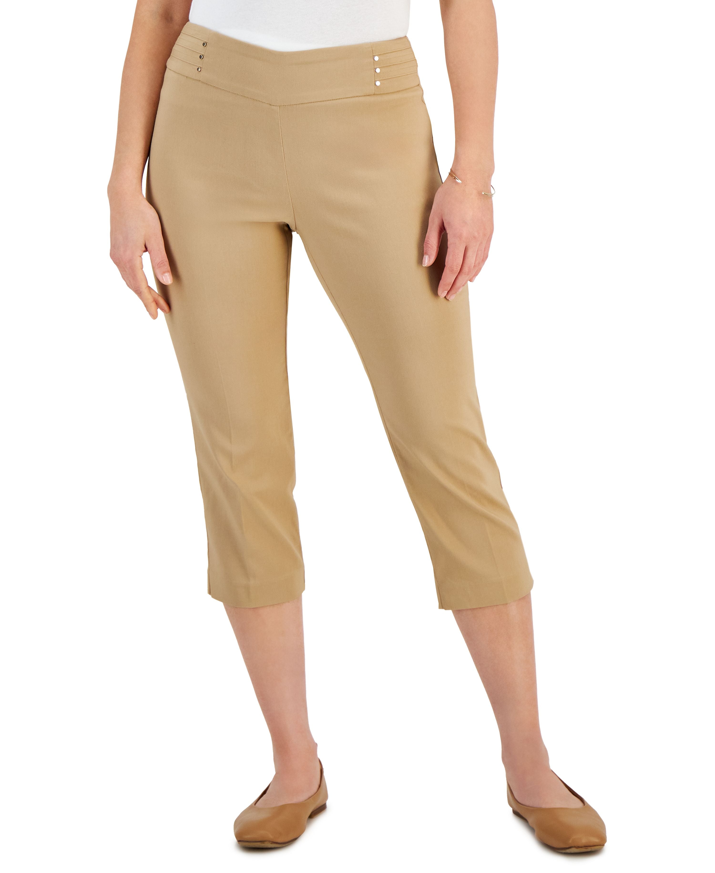 Petite Rivet-Detail Capri Pants