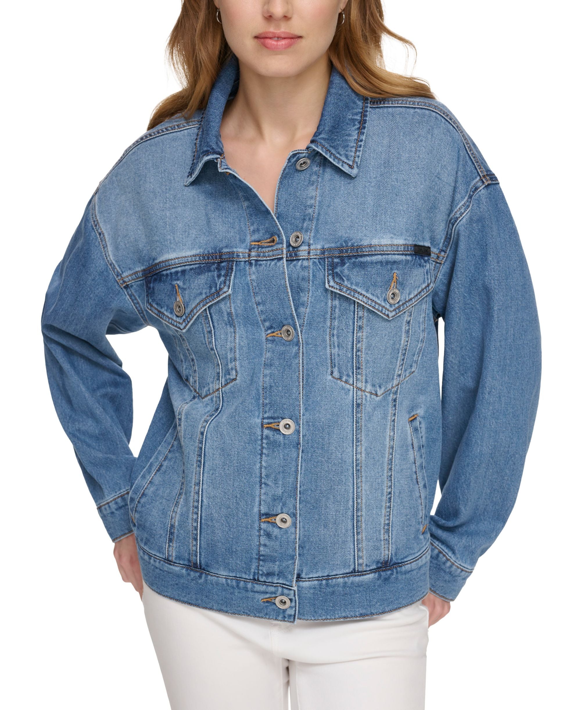 Women's Cotton Oversized Long-Sleeve Denim Jacket