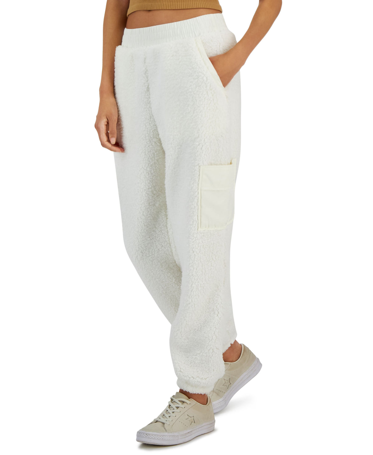 Juniors' Sherpa Cargo Jogger Pants