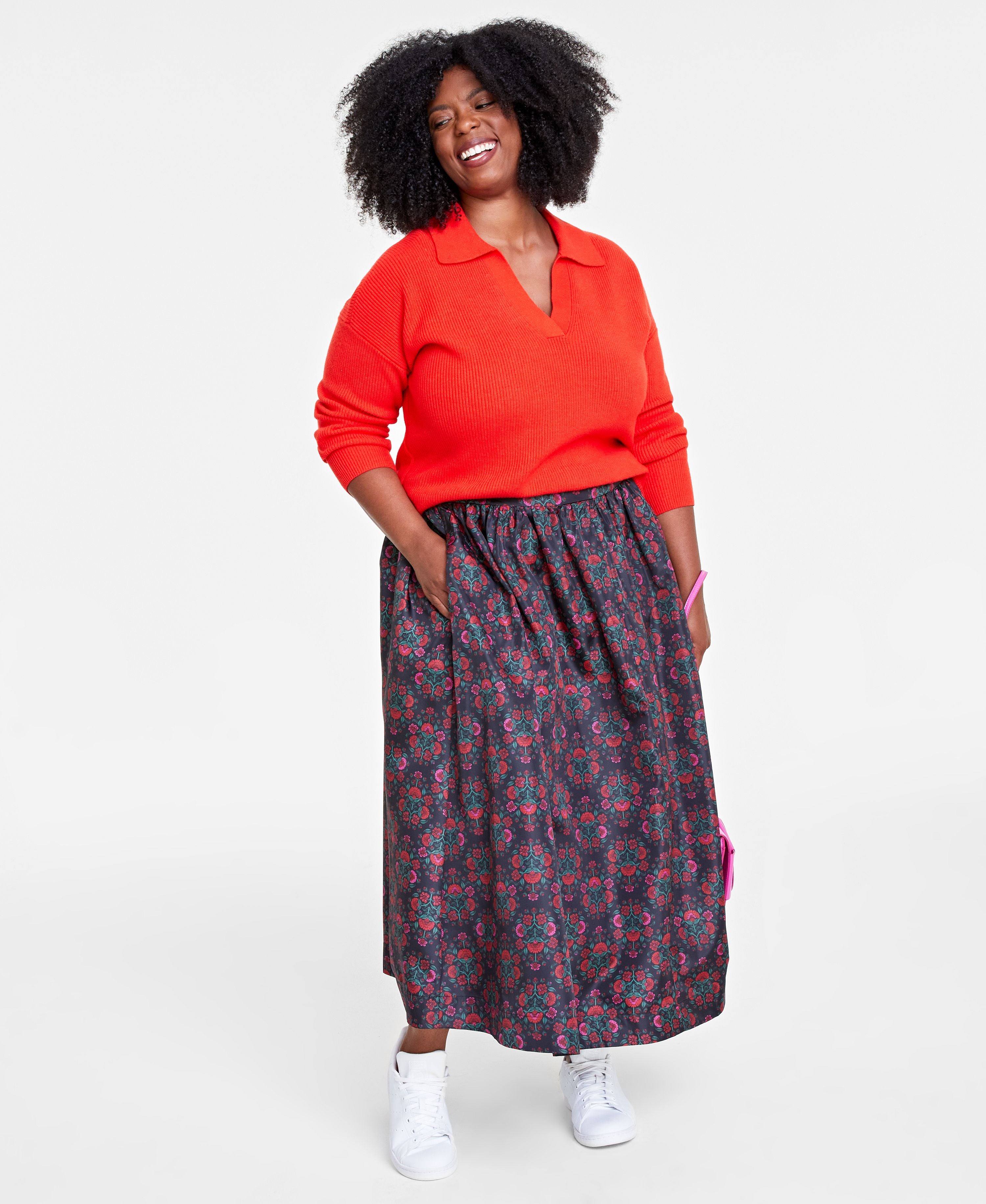 Plus Size Women's Collared V-Neck Sweater
