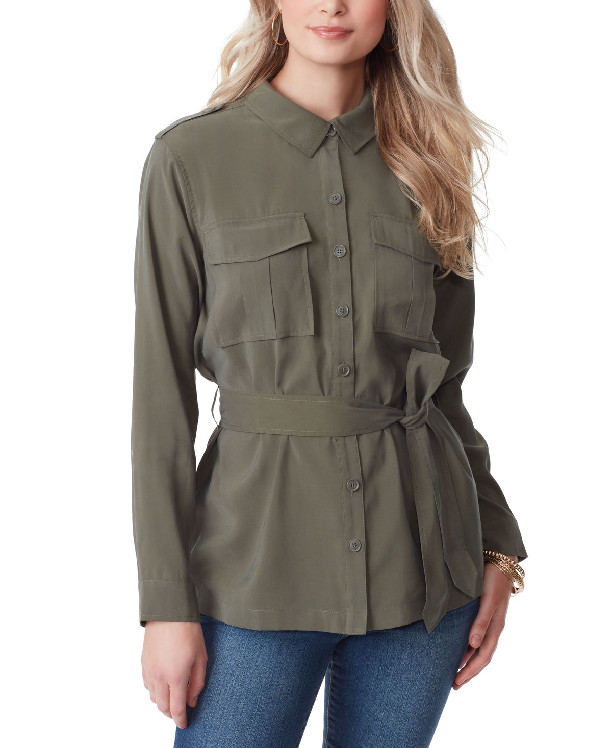 Women's Jessa Button-Down Tie-Front Safari Jacket