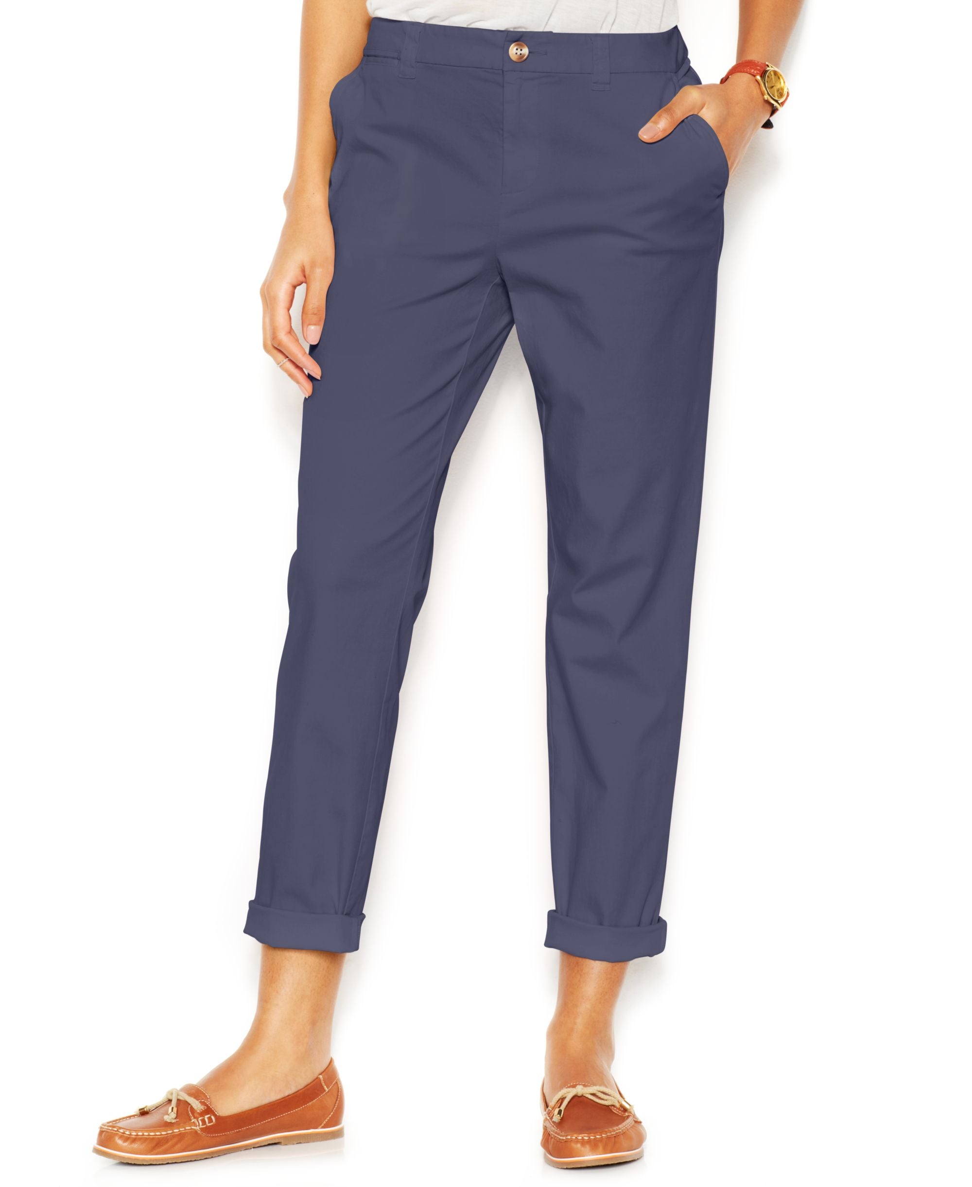 Maison Jules Lou Lou Cropped Straight Leg Chino Pants