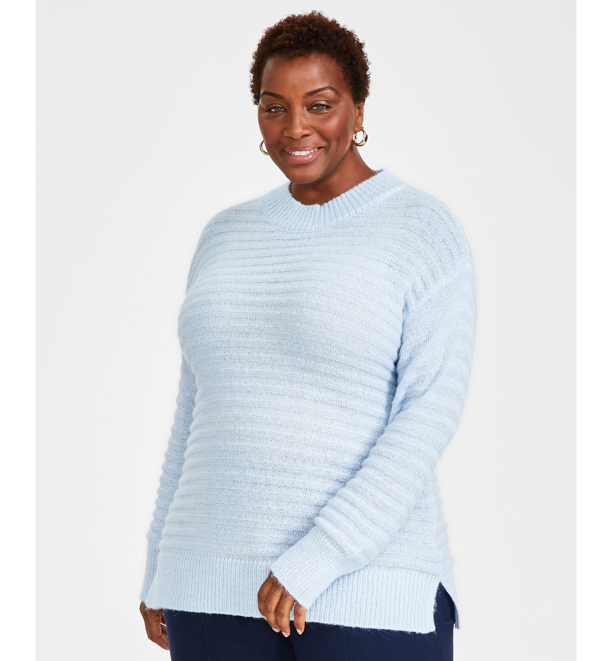 Plus Size Striped Tunic Sweater