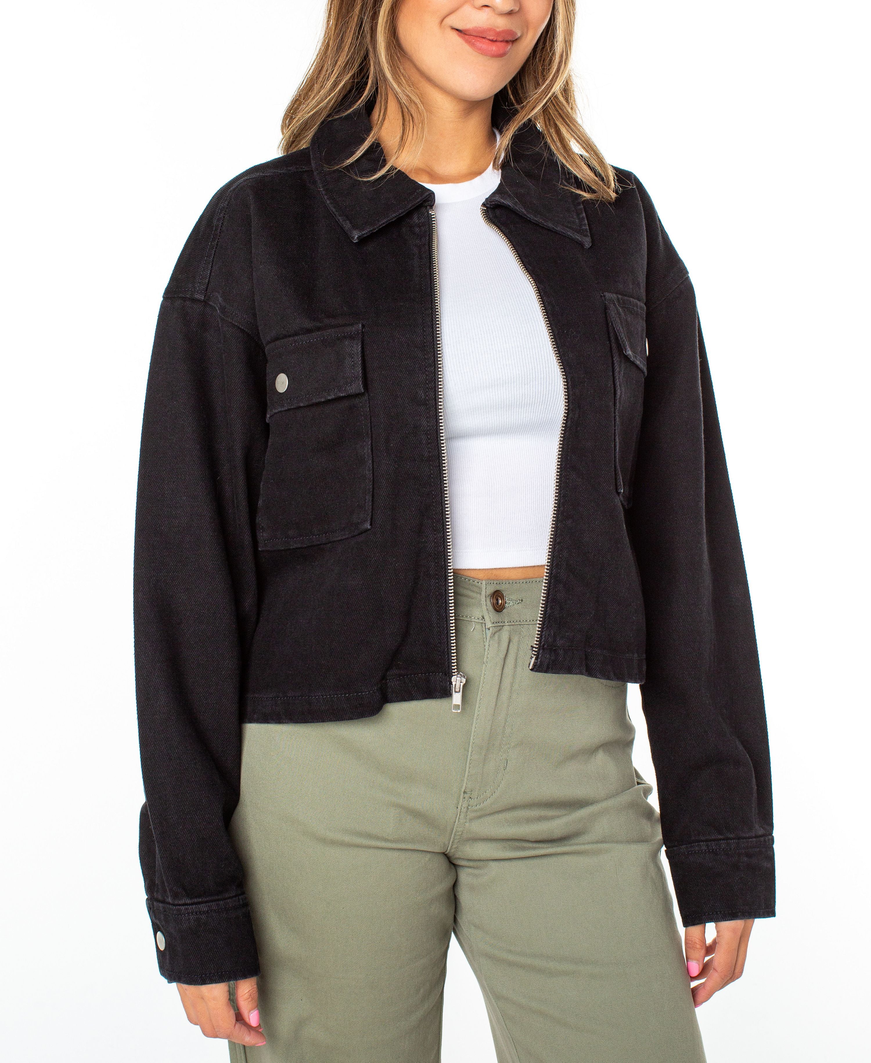 Juniors' Collared Denim Shacket