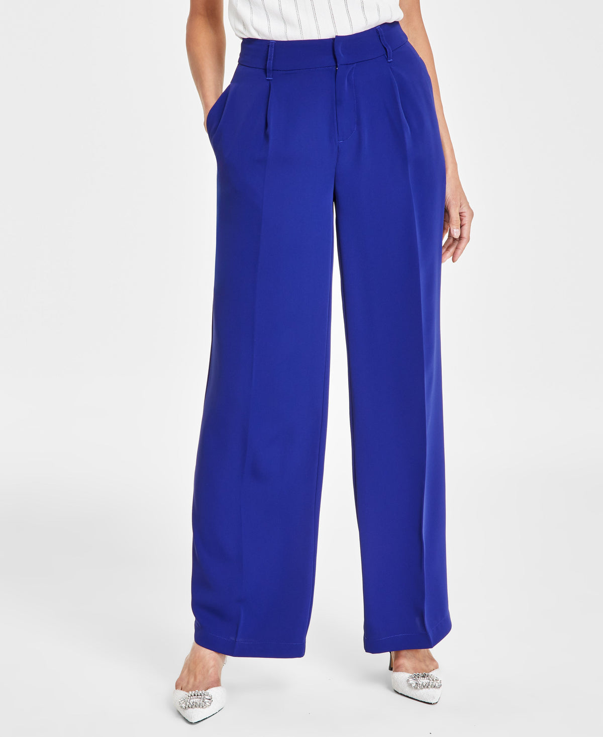 Petite Pleated Wide-Leg Trousers