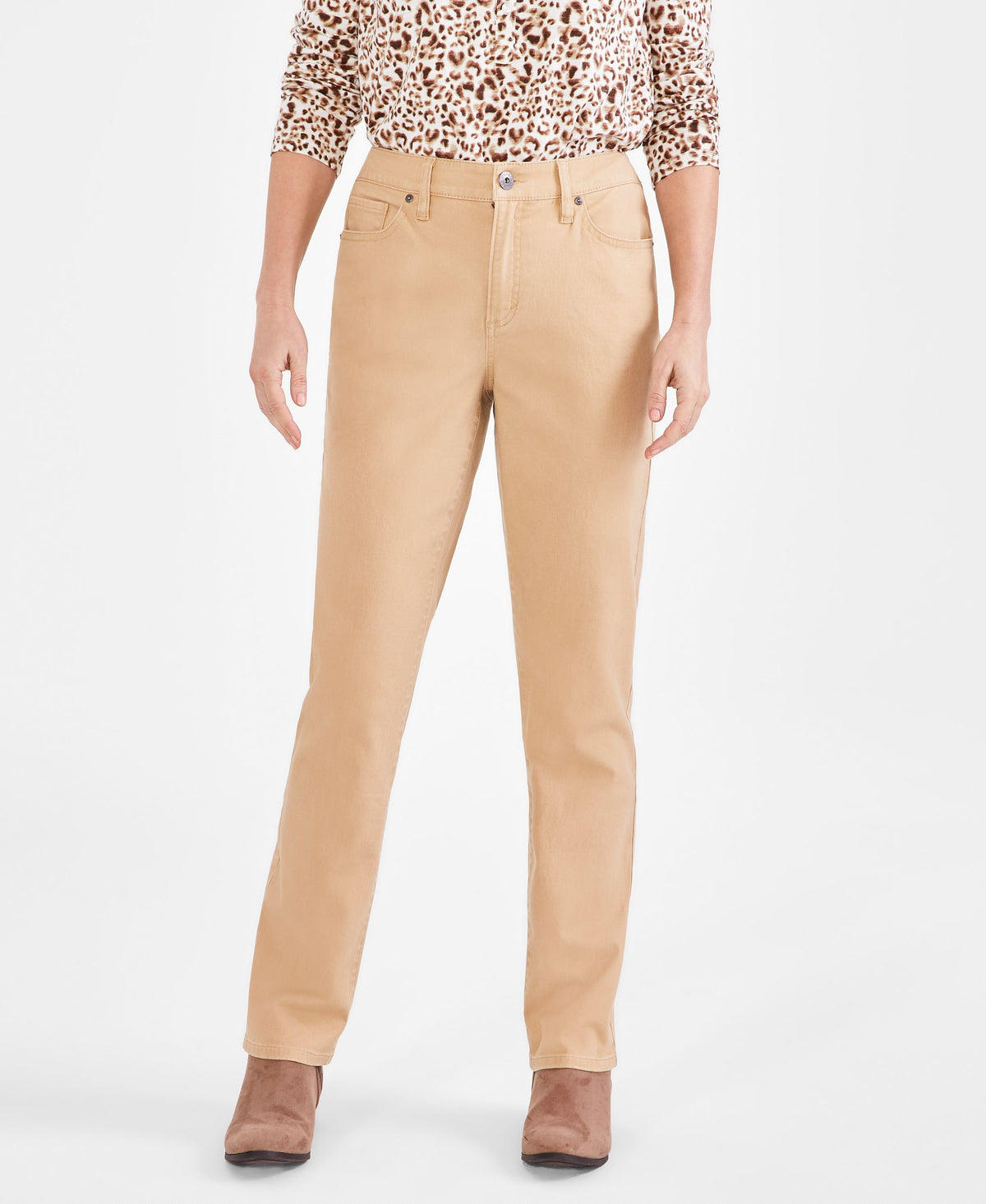 Petite High Rise Natural Straight-Leg Jeans