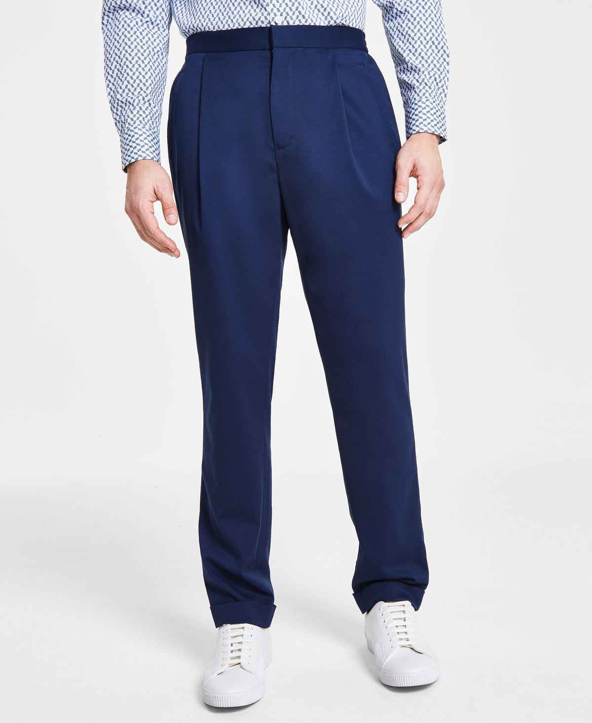 Men's Modern-Fit Stretch Pleated Dress Pants 38W x 32L