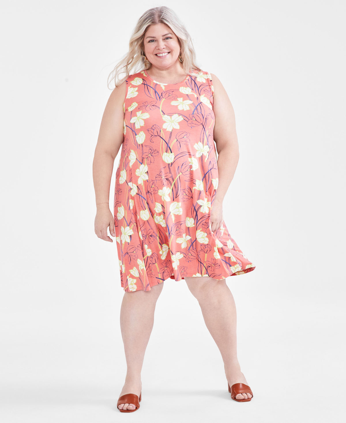 Plus Size Printed Flip-Flop Dress