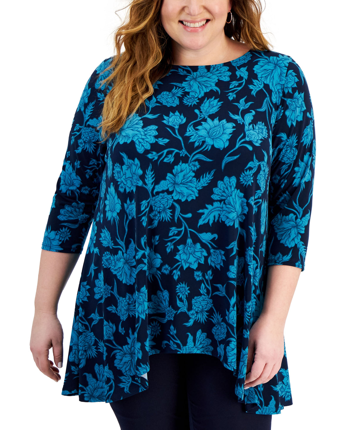 Plus Size Elena 3/4-Sleeve Swing Top
