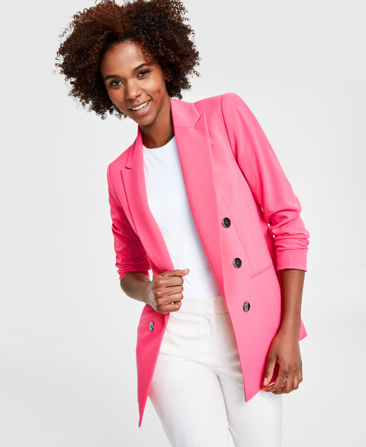 Women's Faux Double-Breasted Boyfriend Jacket