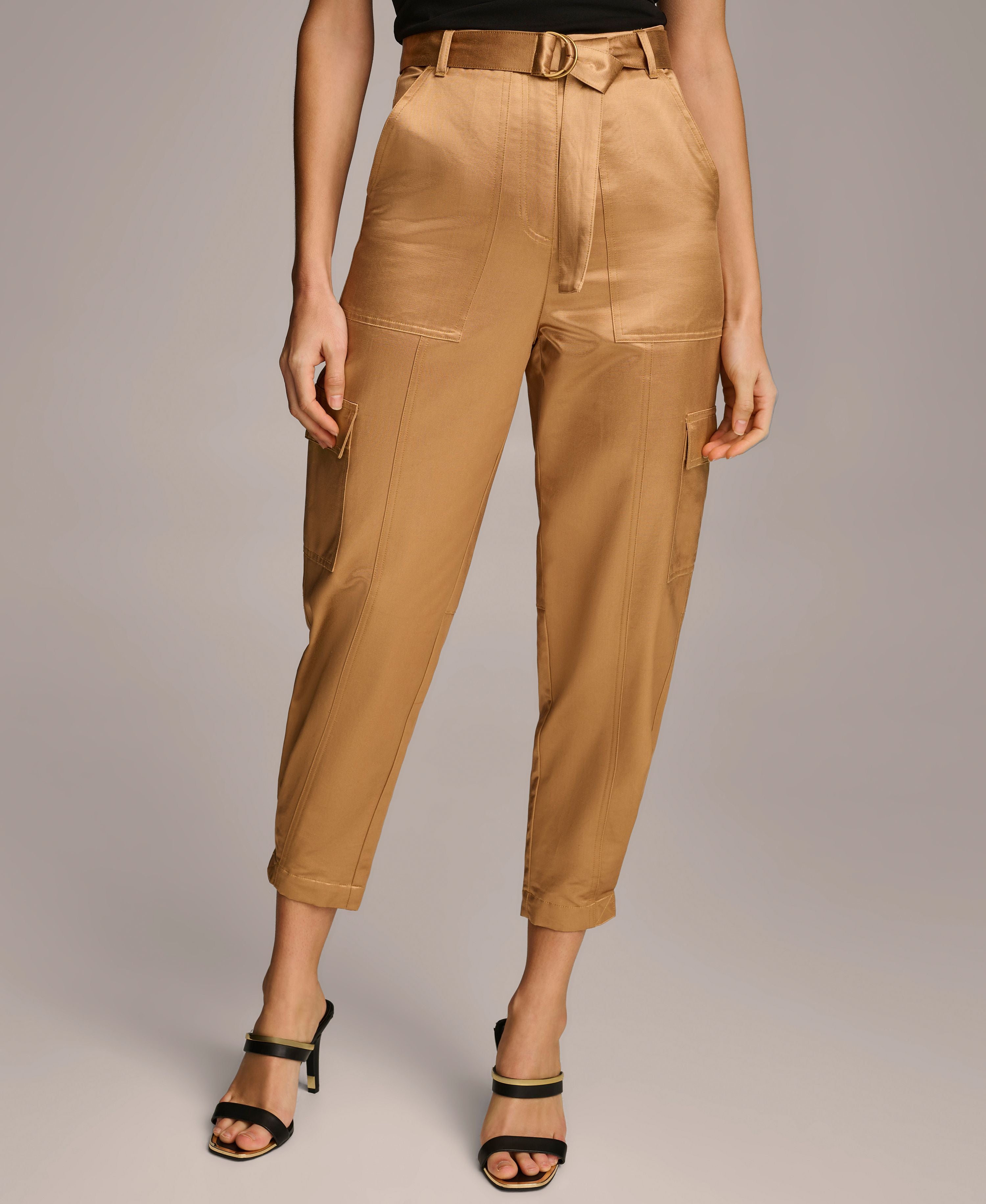 Donna Karan Women's Belted Satin Cargo Pants