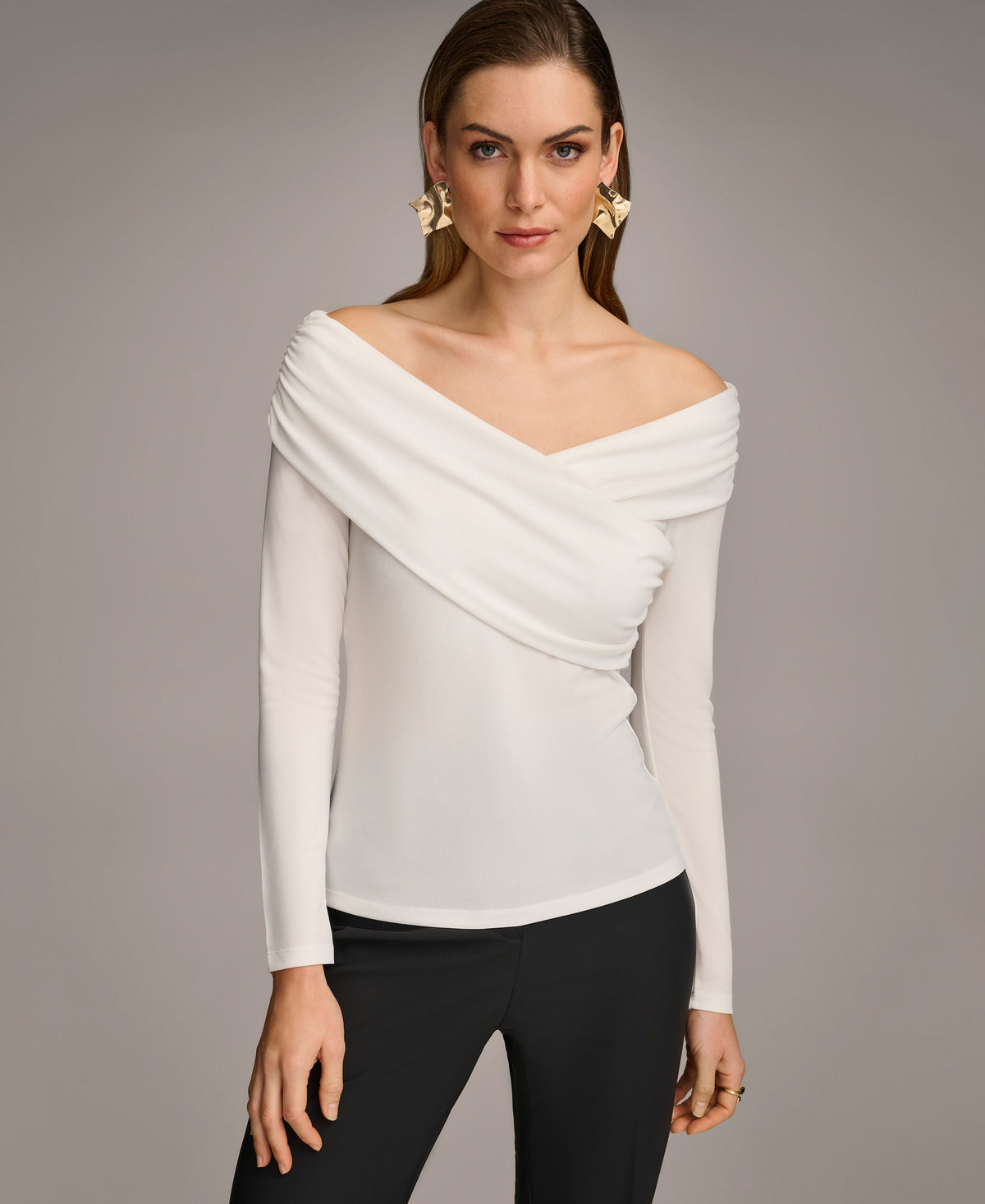 Donna Karan Women's Off-The-Shoulder Long-Sleeve Top