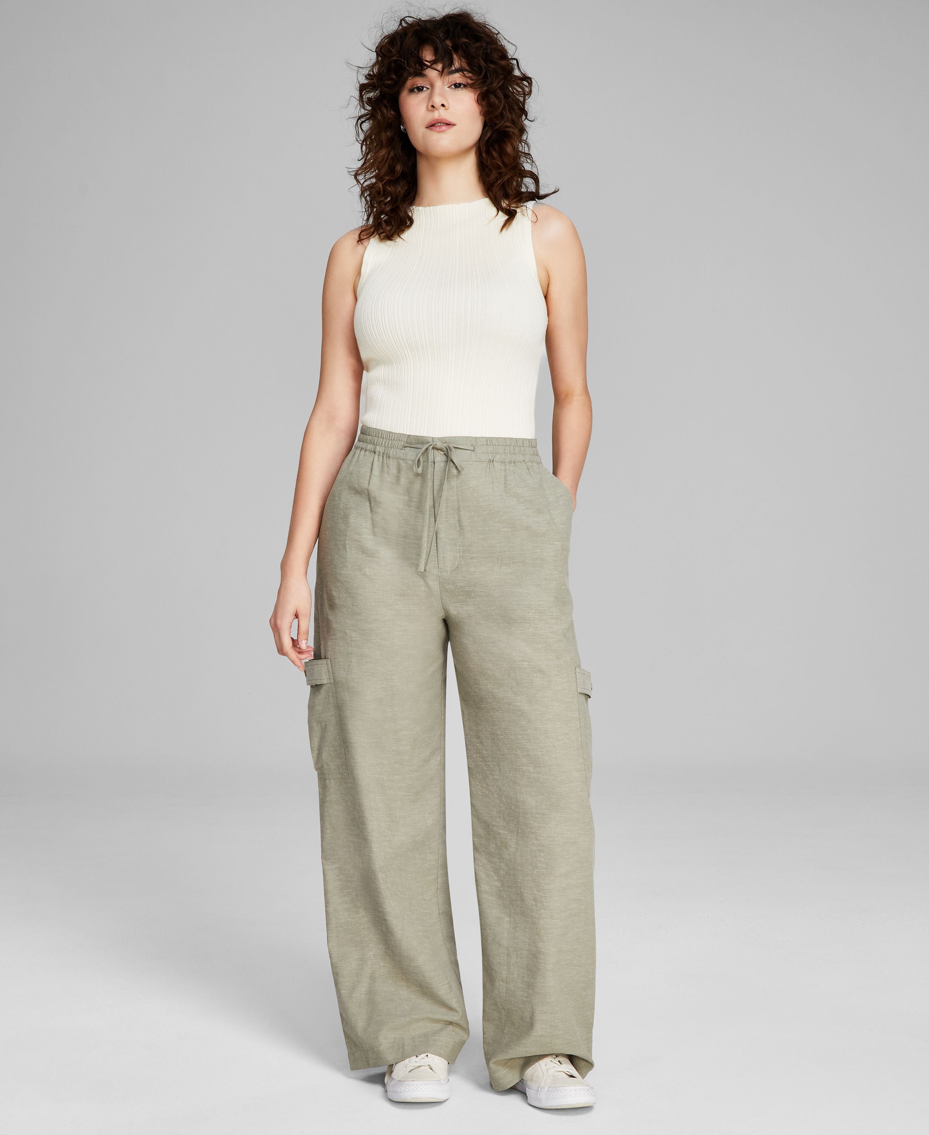 Women's Linen Blend Cargo Pants