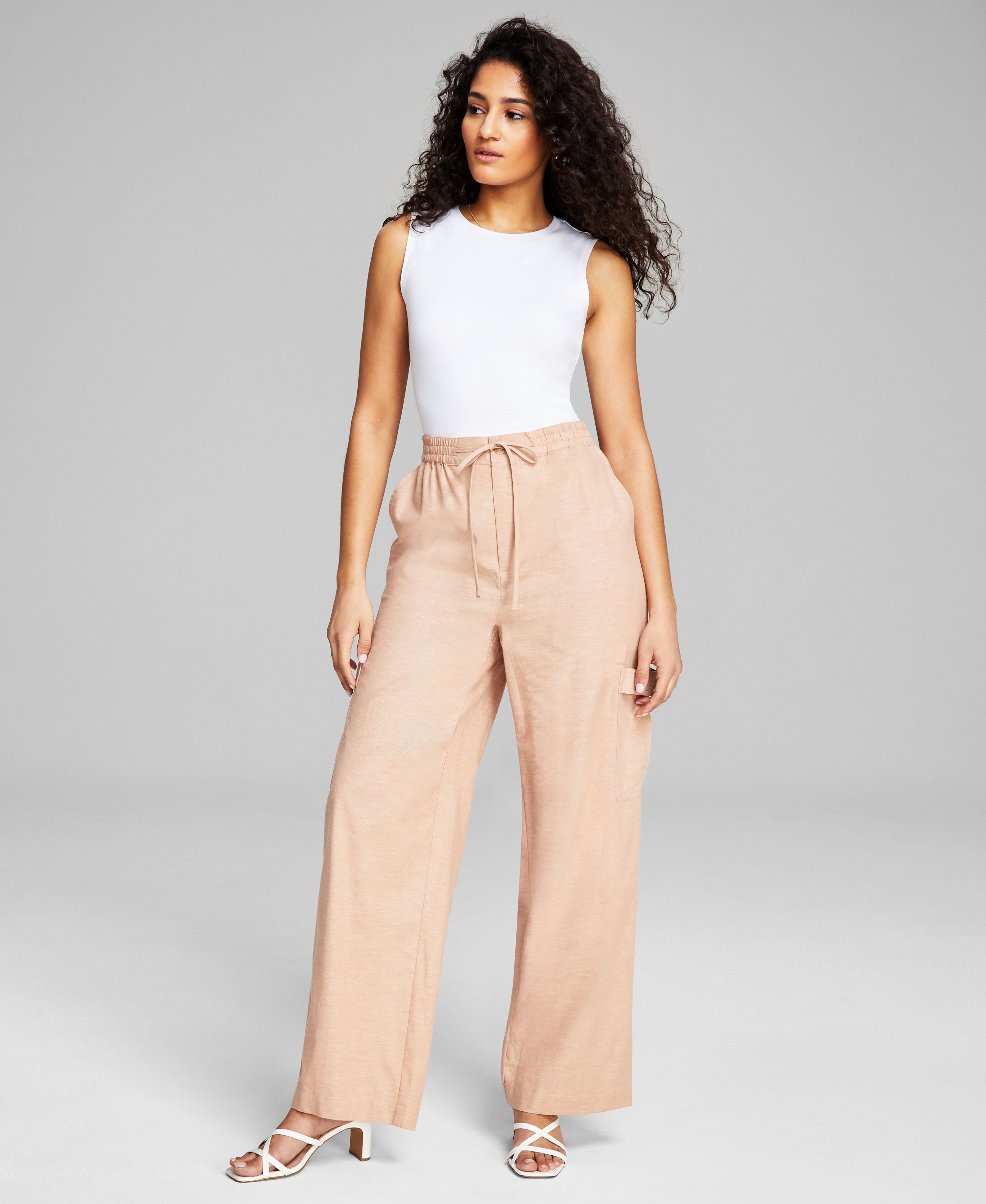 Women's Linen Blend Cargo Pants