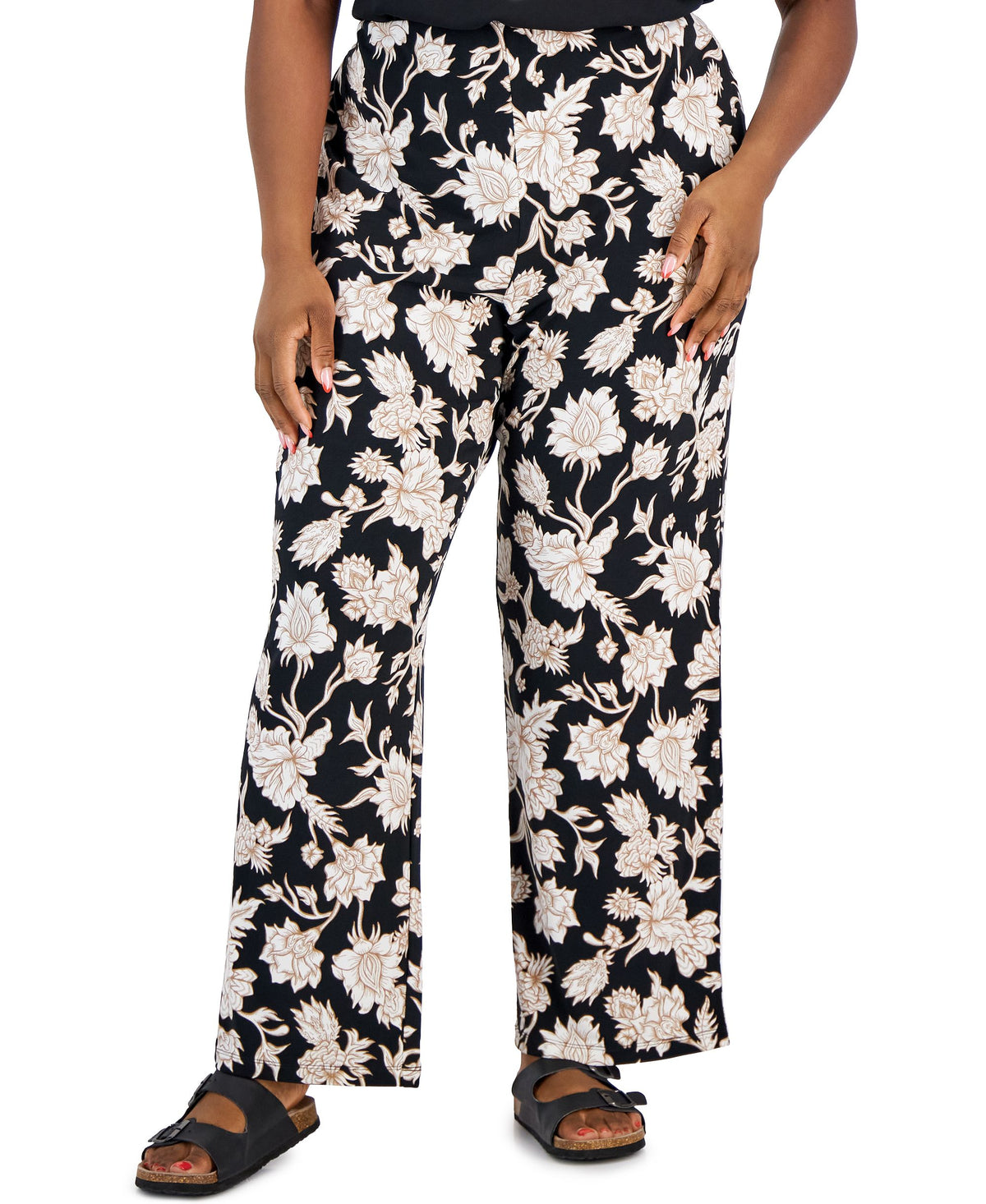 Plus Size Elena Printed Wide-Leg Pants