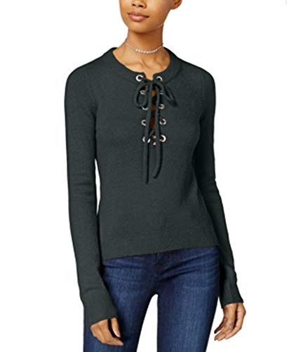 Juniors' Lace-Up Grommet Sweater