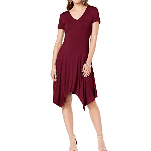 I.N.C. Short-Sleeve Handkerchief-Hem Dress