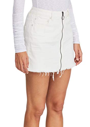 Free People Women's Zip-Front Frayed-Hem Denim Skirt