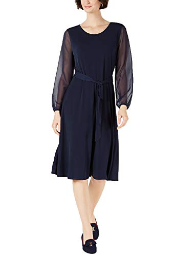 Sheer-Sleeve Midi Dress