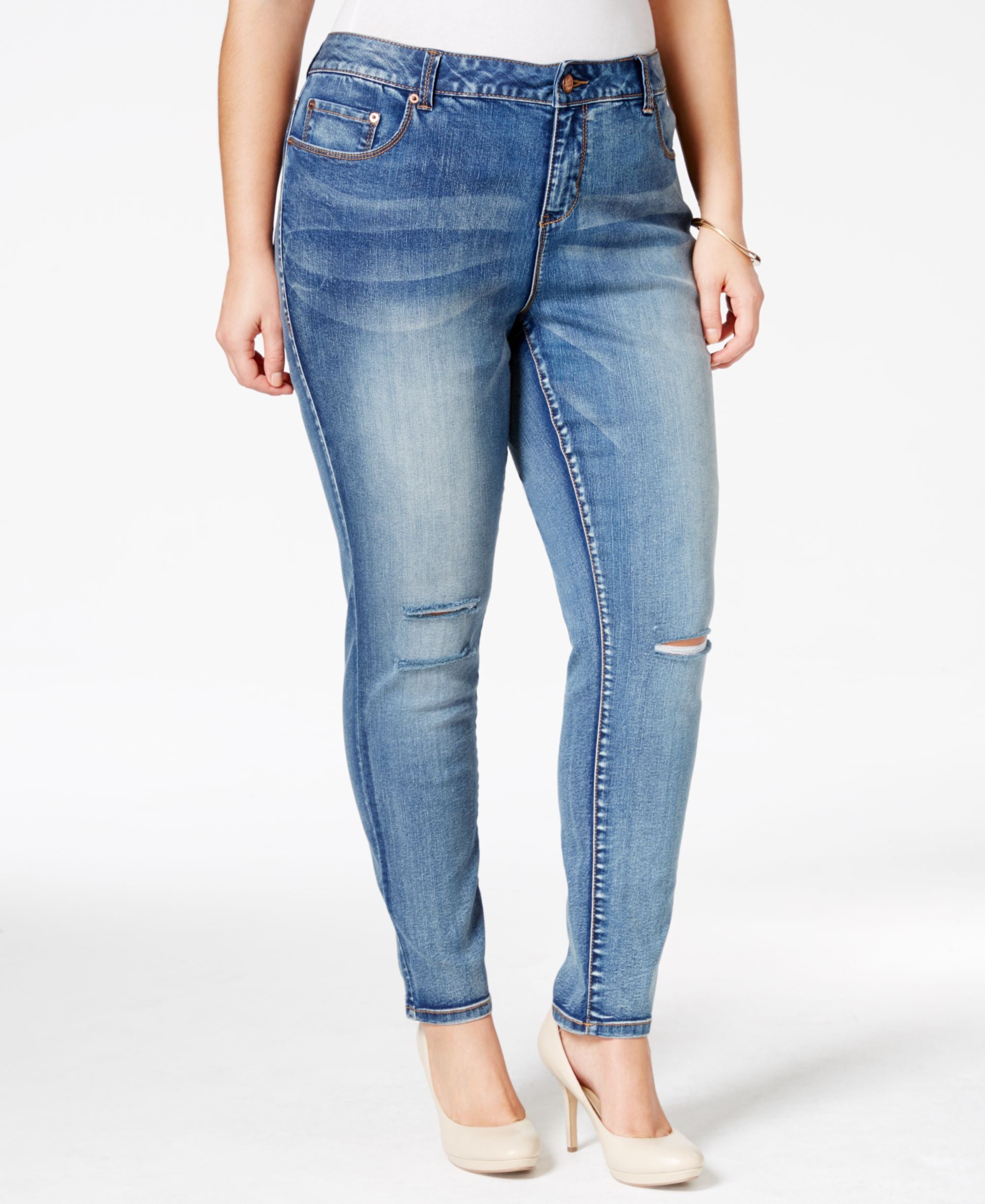 American Rag Plus Size Ripped Becky Wash Skinny Jeans