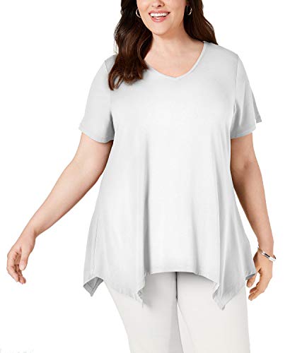 Plus Size V-Neck Handkerchief-Hem Top