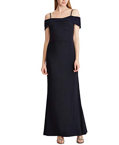 LAUREN RALPH LAUREN Womens Abidemi Embellished Ruched Evening Dress Navy 16